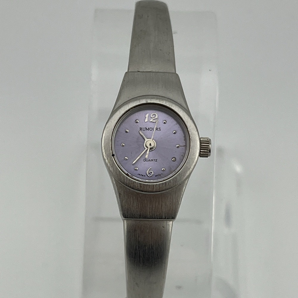 Rumours Watch Women 17mm Case Purple Dial Silver Bangle Band-‎ New Battery